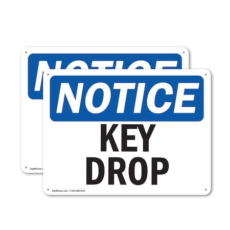 Signmission Key Drop, 14 in W x Rectangle, Plastic OS-2PACK-NS-P-1014-L-13889